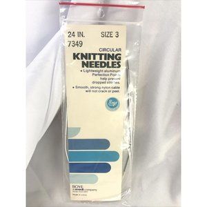 24” BOYE  Circular Knitting Needles Size 3  Old Stock USA 7349 Vintage Aluminum